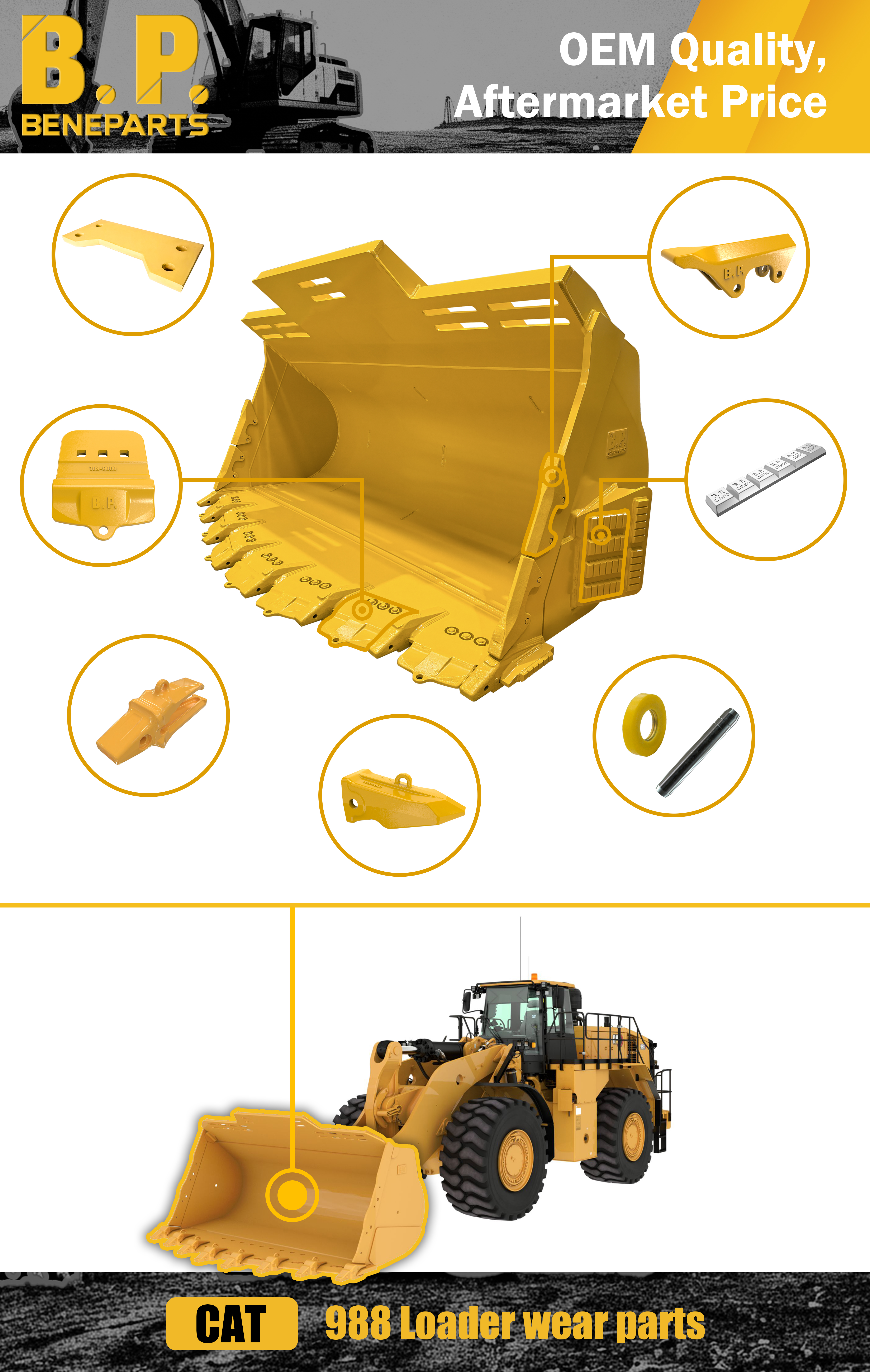 ارتداء أجزاء للجرافة ذات العجلات CAT 988